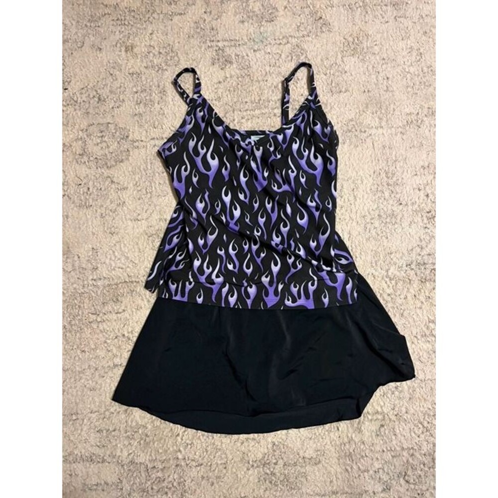 Purple Tankini with Swim Skirt